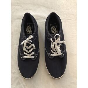 Vans Off The Wall Womens Shoes 7.5 Navy Fabric‎ Canvas Sneaker Walking Skater